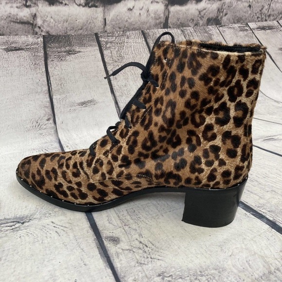 Freda Salvador Ace Bootie Women's Size 7 Lace Up Combat Boots Cheetah‎ Haircalf - Picture 7 of 13